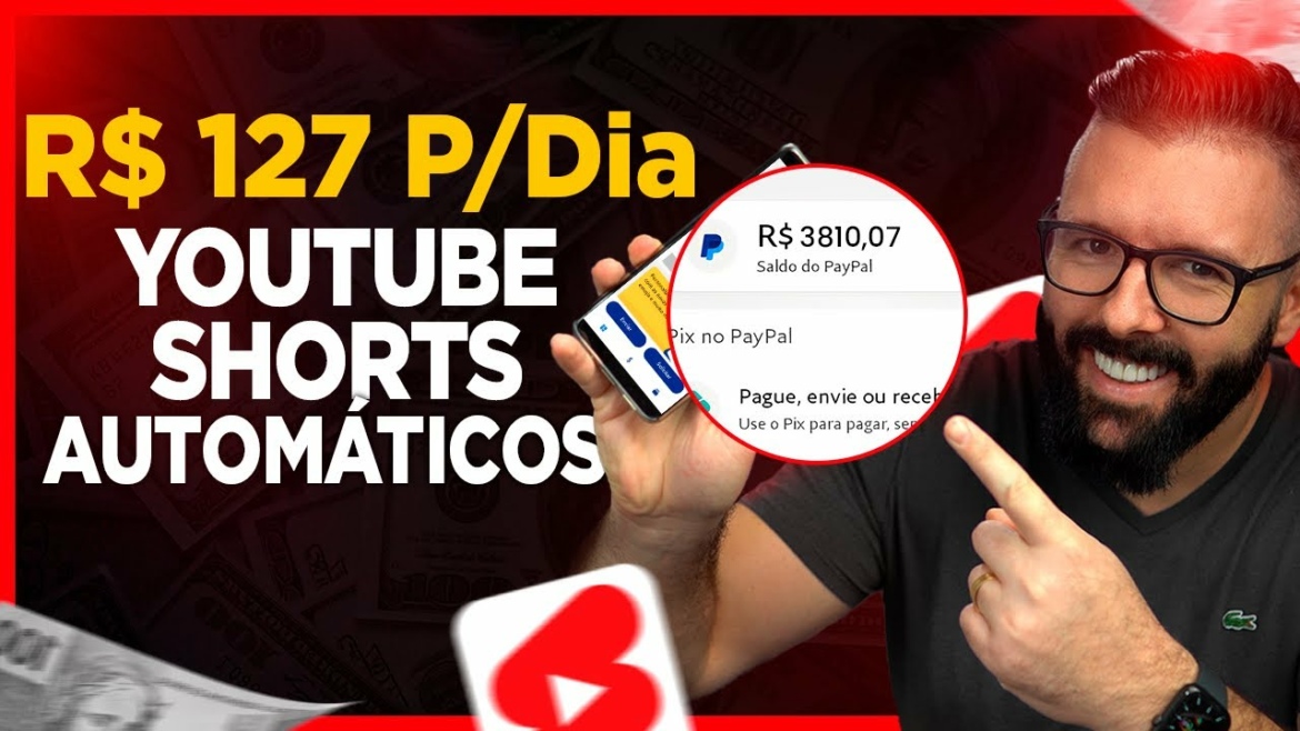 Incrível! Ganhe R$127 REAIS p/ DIA com YOUTUBE SHORTS, Sem Aparecer, 500 Shorts p/ Hora